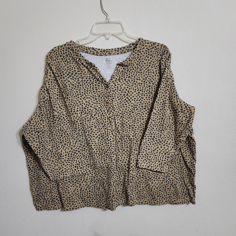 Kim Rogers Women's Animal Print Top - 2X, 3/4 Sleeve Top